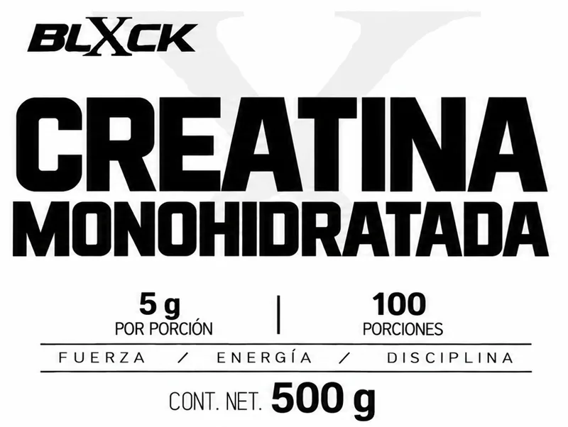 Etiqueta BLXCK Creatina monohidratada 500 g